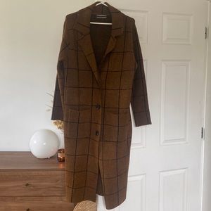 Anthropologie Windowpane Sweater Jacket